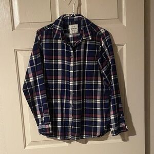 JACHS Girlfriend Navy and Pink Plaid Shirt